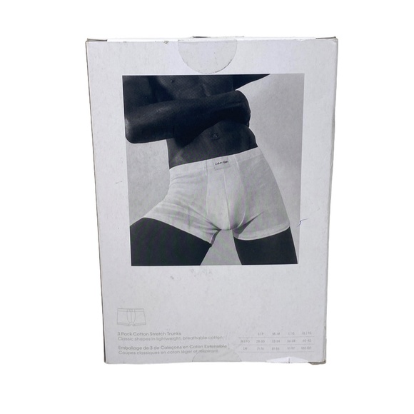 Calvin Klein Pure Cotton Stretch 3-Pack Trunk Black Men's Underwear NB3262001 - Picture 7 of 8